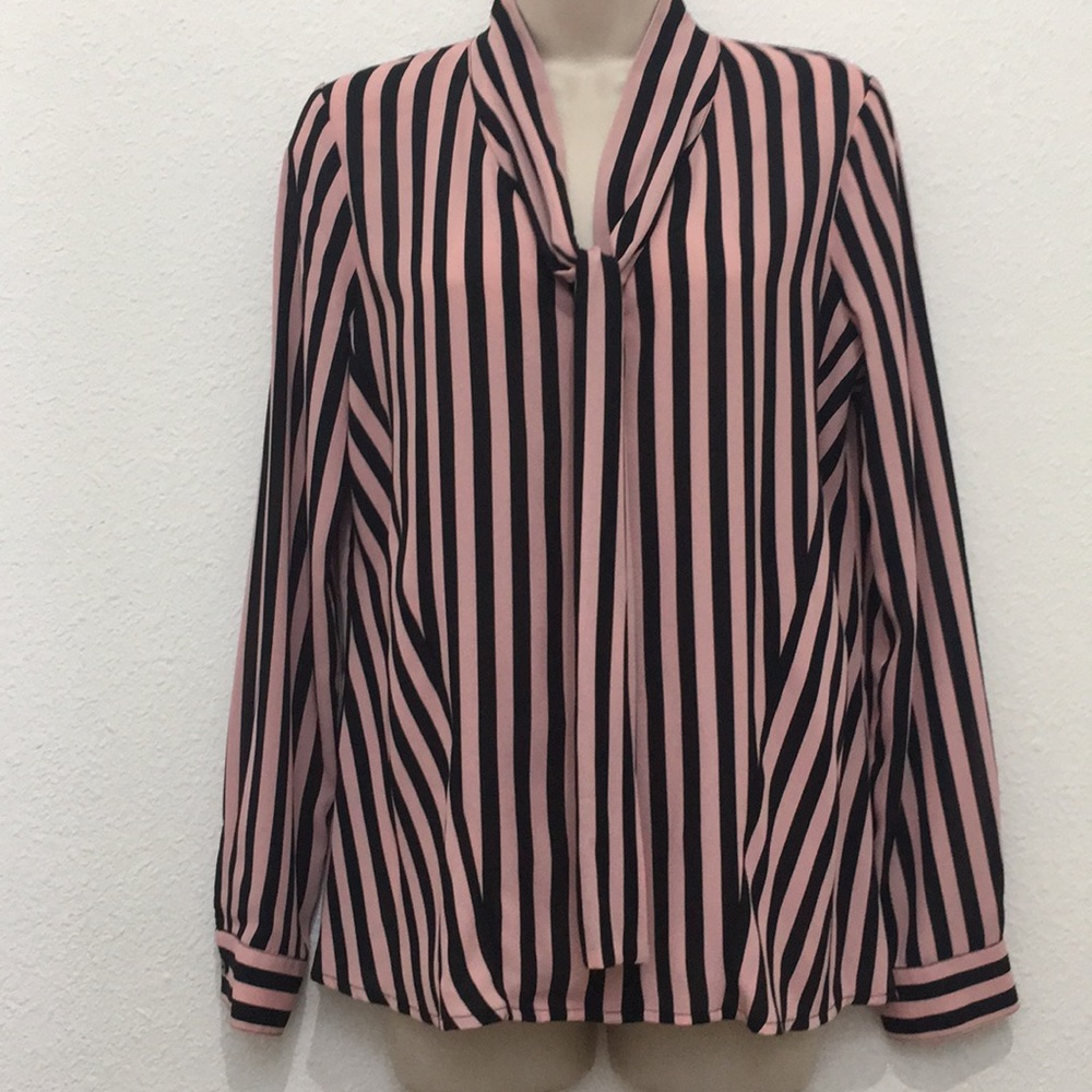 Faux-Tie Nude Pink Blouse